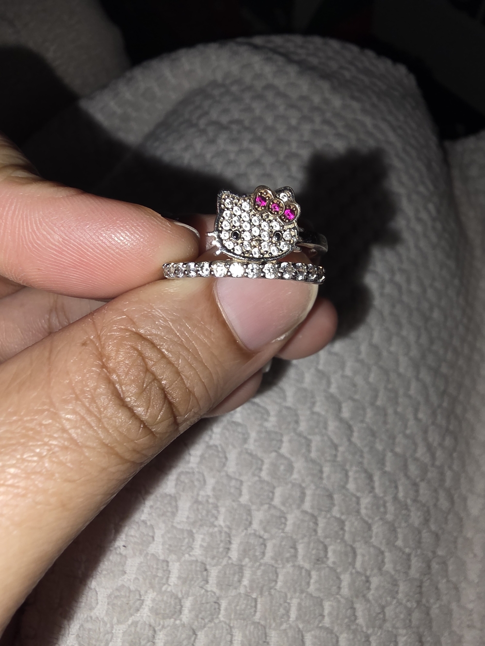 Authentic Sanrio Hello Kitty Diamonique 925 Sterling Silver CZ Ring